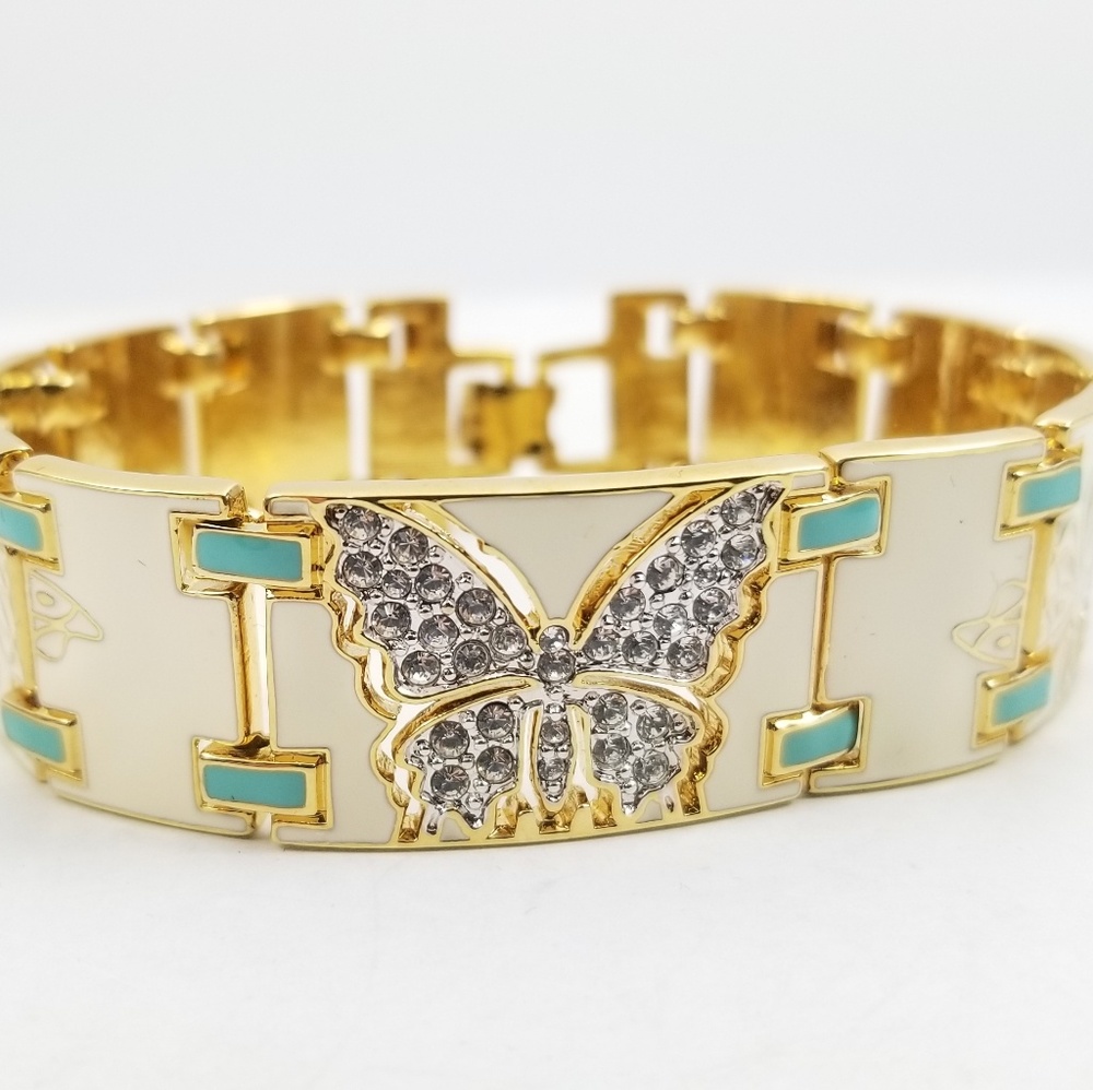 Bob Mackie Pave & Enamel Butterfly Link Bracelet